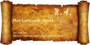 Martencsek Axel névjegykártya